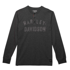 Harley-Davidson Férfi Staple Henley hosszú ujjú póló - Heather Charcoal