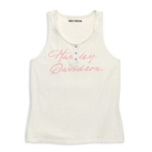 Harley Davidson Női Script Font Henley Racerback trikó – Coconut