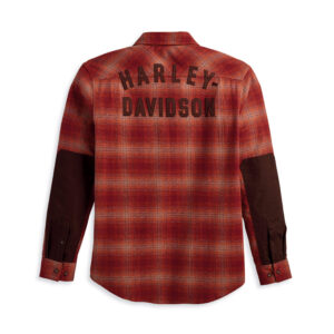 Harley Davidson Férfi Safari Flannel ing – Orange Plaid