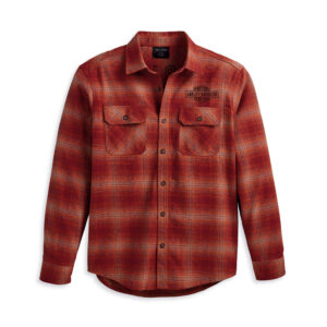 Harley Davidson Férfi Safari Flannel ing – Orange Plaid