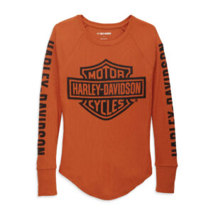 Harley Davidson Női Authentic Bar & Shield Bordázott felső - Vintage Orange