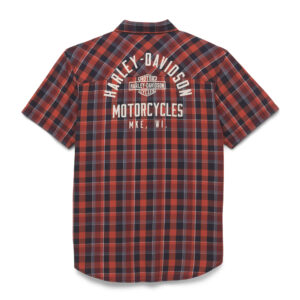 Harley Davidson Férfi MKE rövid ujjú ing – Orange Plaid
