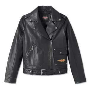 Harley-Davidson 120th Anniversary Női D-Pocket motoros bőrkabát - fekete