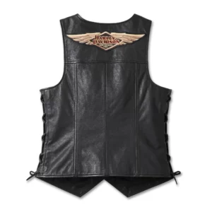 Harley-Davidson 120th Anniversary Női Oldal fűzős bőrmellény