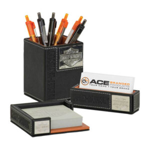 Harley-Davidson Bar & Shield műbőr íróasztal-kiegészítő készlet, fekete